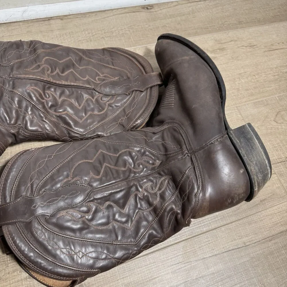 Tony Lama Men's 11 D Brown Leather Western Cowboy Boots Handcrafted Made in USA